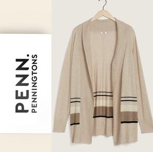Nwt! Penningtons Light Knit Slotchy Open Front Cardigan Duster Sweater